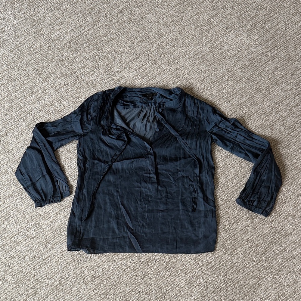 NWOT J. Crew Featherweight Tie-neck Satin Blouse